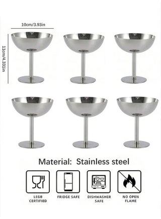 6pcs Dessert Cup, Dessert Bowl, Stainless Steel Dessert Cup, Ice Cream Cup, Pudding Cup, Custard Bowl - view 5